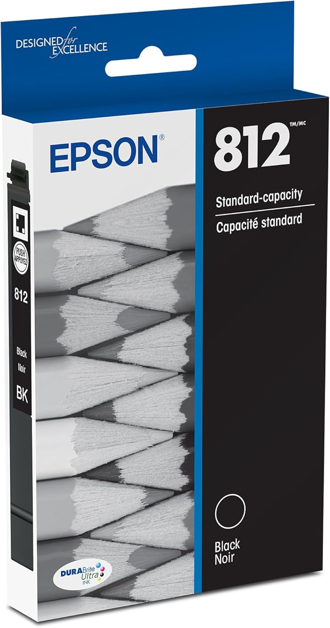 EPSON 812 DURABrite Ultra Ink Standard Capacity Black Cartridge (T812120-S) Works with WorkForce Pro WF-7310, WF-7820, WF-7840, WorkForce EC-C7000