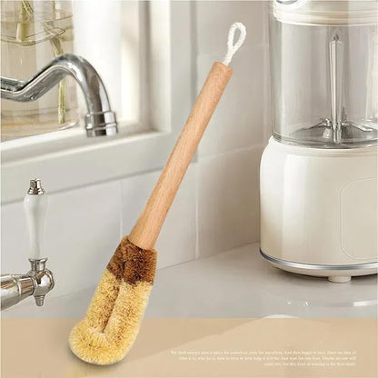 Natural Coconut Palm Long-Handled Cup Brush Wooden Bottle Brush Without Dead Angle Water Cup Cleaning Artifact Cup Brush