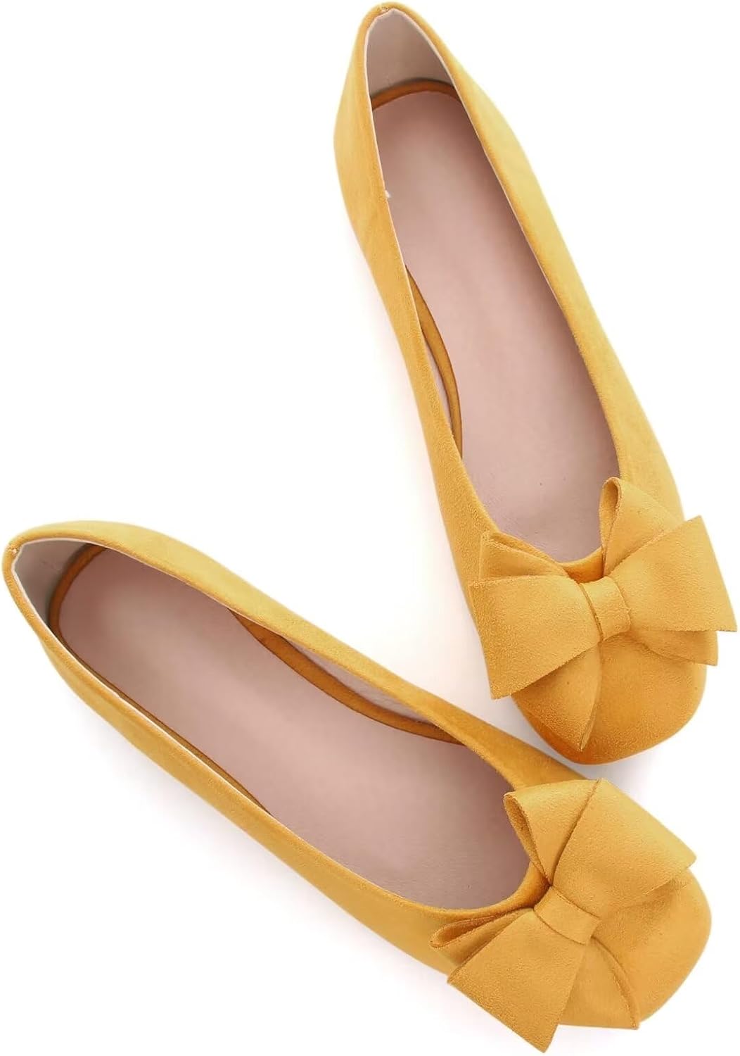 Womens Square Toe Ballet Flats Bow-Knot Slip-Ons Dressy Bowtie Casual Comfortable Wear to Work Loafers