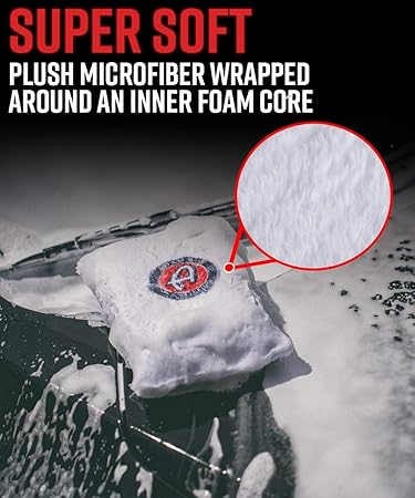 Adam's Polishes Microfiber Car Wash Sponge (2 Pack)  Premium Scratch Free Mitt for Car Cleaning | Car Detailing Accessory Works with Bucket, Car Shampoo, Foam Cannon or Foam Gun | Boat RV Motorycle