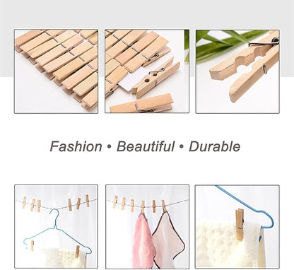 Pack of 40 Wooden Clothespins 2.4 Inch Heavy Duty Spring Wood Clips Durable Strong Grip Clothes Pins for Drying Hanging Clothes Laundry Linens Crafts Photos