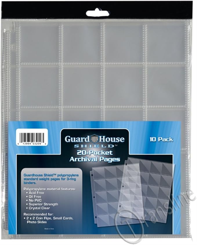 GuardHouse Shield 20 Pocket Coin Storage Pages for 2x2 Holders