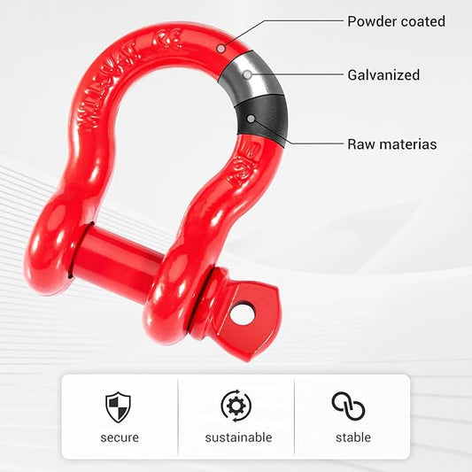 1/2" D Ring Shackles Forged Carbon Steel with Screw Pin WLL 2 Tons 4,000 Lbs, Heavy Duty D Ring Buckle for Towing, Rigging and Vehicle Recovery (10 Pack)