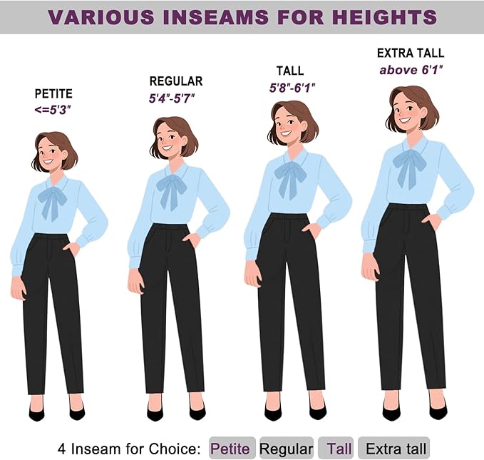 iChosy Women's Stretchy Straight Leg Dress Work Pants Business Office Casual Slacks with Pockets.