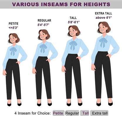 iChosy Women's Stretchy Straight Leg Dress Work Pants Business Office Casual Slacks with Pockets.