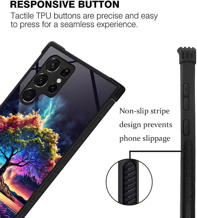 ZHEGAILIAN Compatible with Samsung Galaxy S24 Ultra Case,Beautiful Life Tree S24 Ultra Women Girls,Shockproof Anti-Slip Drop Protection with Soft TPU Bumper Pattern Design