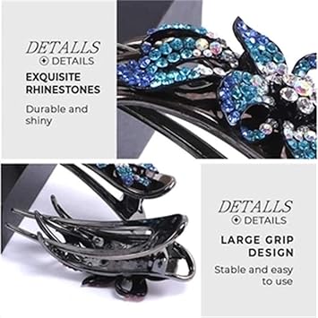 Rhinestone Hair Clips Duck Billed Plastic Flower Hair Clips Hair Claw Clips for Women Hair Barrettes for Girls Wedding Hairpin Bridal Hairpins Delicate Hair Accessories, Brown
