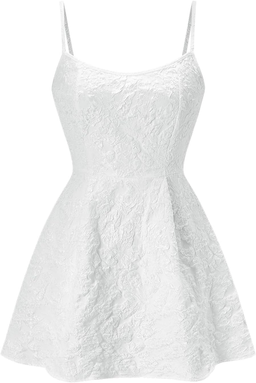 XS winkbay Women's Elegant Jacquard A line Mini Dress Summer Scoop Neck Spaghetti Strap Cocktail Party Birthday DresseS