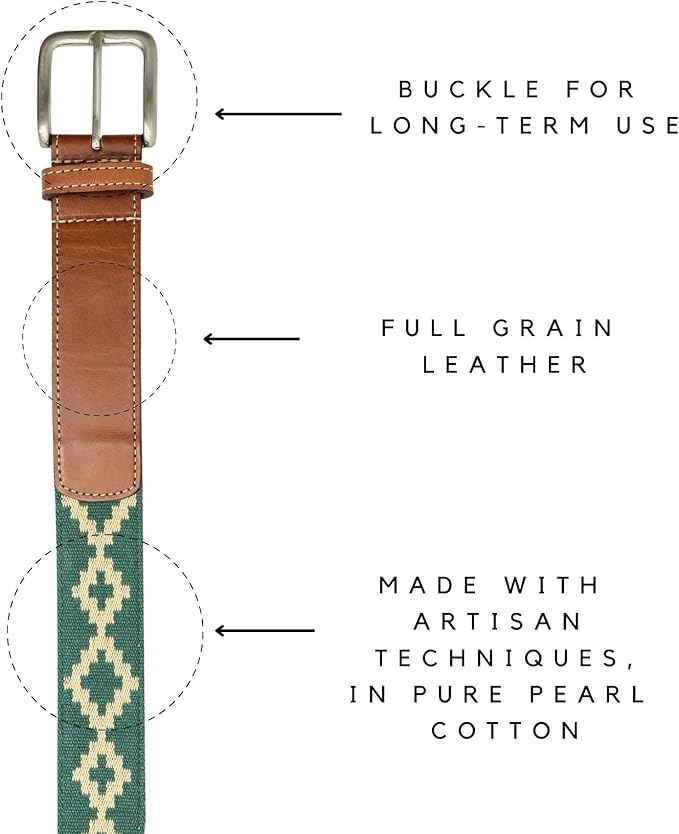 Handmade Woven Polo Belt - Guarda Pampas Design, Crafted from Full Grain Leather