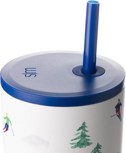 Simple Modern 40 oz Tumbler with Handle and Straw Lid | Insulated Cup Reusable Stainless Steel Water Bottle Travel Mug Cupholder Friendly | Gifts for Women Men | Trek Collection | Downhill Skiing