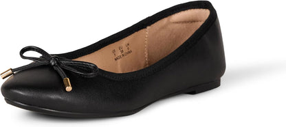 Essentials Women's Comfortable Round Toe Ballet Flats with Bow