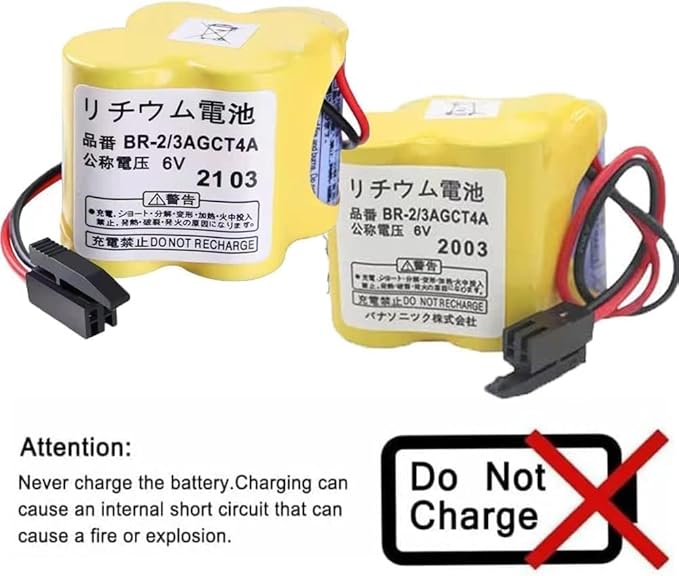 (1-Pack) BR-23AGCT4A 6V 4400mAh Non-Rechargeable Replacement Battery for FANUC A98L-0031-0025 CNC System with Black Plug