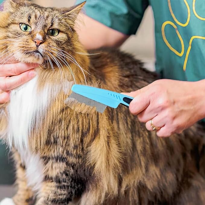 Flea Comb with Rubber Handle, Flea and Tick Combs for Dogs  Cats, Dog Comb for Grooming