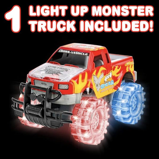 ArtCreativity Light Up Red Monster Truck, 1 Piece, 8 Inch Monster Truck Toy with Flashing LED Tires  Batteries, Push n Go Car Toys for Kids, Fun Gift for Boys  Girls Ages 3  Up...
