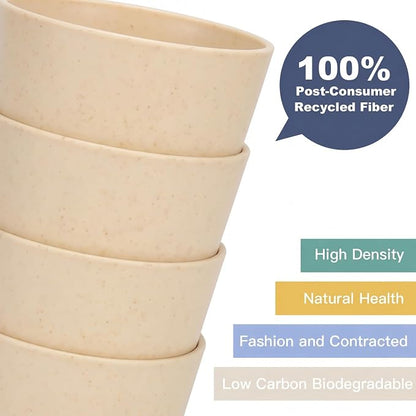 Wrova Wheat Straw Cups 6 PCS Good Alternative to Plastic Reusable Cups 12 oz Unbreakable Drinking Cup Reusable Dishwasher Safe Water Plastic Glasses Beige