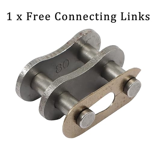findmall 80 Roller Chain 10 Feet with 1 Replacement Connecting Links, 120 Links, Carbon Steel