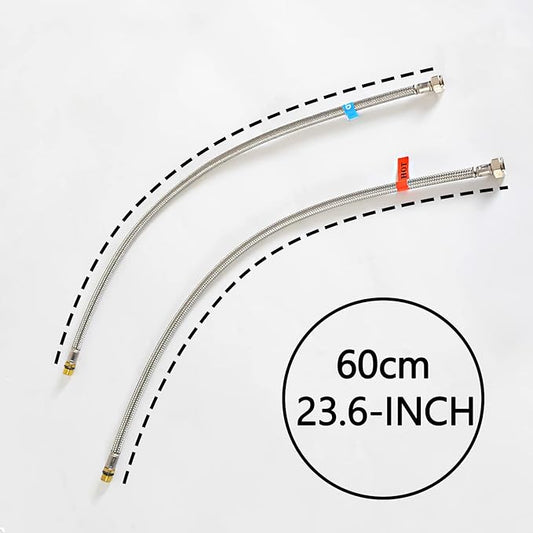 Bathroom Faucet Supply Lines Connector Stainless Steel Braided Supply Hose M10 Compressor Connector and 38-Inch Female Compression Thread x M10 Male Connector, 24-Inch x 2 Pcs (1 Pair)