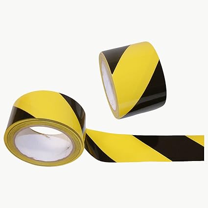 JVCC Laminated Premium Hazard Warning Tape 9 mils thick (HZ-8LP): 3 in. (72mm actual) x 18 yds. (Black with Yellow stripes)
