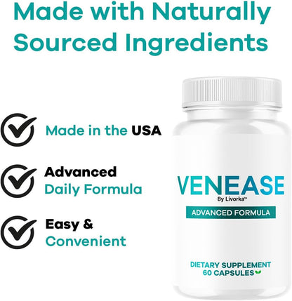 PureHealth Research Venease Capsules - Official Venease Pills Premium Supplement Support Advanced Formula All Natural for Vein Wellness & Health Multivitamin Pure Formula Reviews, 60 Capsules for 1 Month