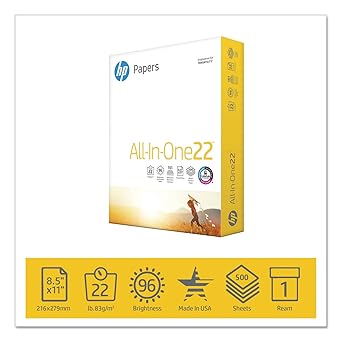 HP 207000 All-in-One Printing Paper, 96 Bright, 22lb, Letter, White, 500 SheetsReam