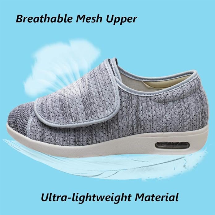 WLESVAGO Women's Wide Width Diabetic Edema Shoes with Fully Adjustable Closures Easy OnOff, Air Cushion Walking Sneakers for Elderly Swollen Feet Outdoor