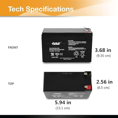 Casil 12v 9ah Rechargeable Sealed Lead Acid AGM Battery, 12 Volt 9ah SLA Battery with F2 Terminal