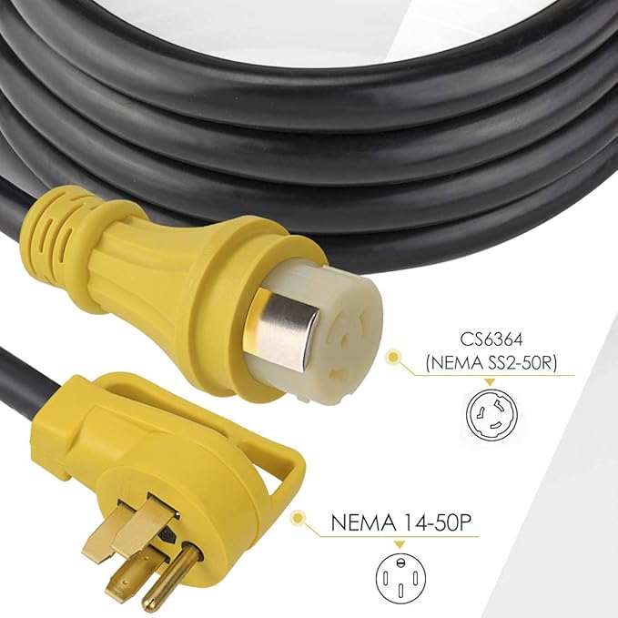 25Ft 50Amp STW Heavy Duty RV Extension Cord,14-50P Male and SS2-50R Twist-Locking Female,125V250V for RV Trailer, Camper, Motorhome...