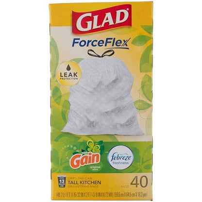 Gain Glad 13 gal. Trash Bags Drawstring 40 pk