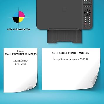 HQ Products Compatible Printer Canon Black Toner Cartridges Replacement for Canon GPR53 (8524B003AA) Use in ImageRunner Advance C3325i (Black)