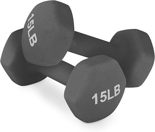 Dumbbells Hand Weights Set, Neoprene Coated Hexagon Workout Dumbbell for Women and Men, 1, 2, 3, 5, 8, 10, 12, 15lbs - Pair