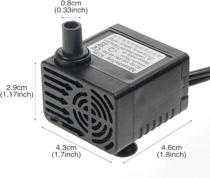 Submersible Water Pump, Ultra Quiet Water Pump Mini Fountain Pump, Underwater Pump 80 GPH (300LH, 4W) for for Fish Tank, Pond, Aquarium, Statuary, Hydroponics