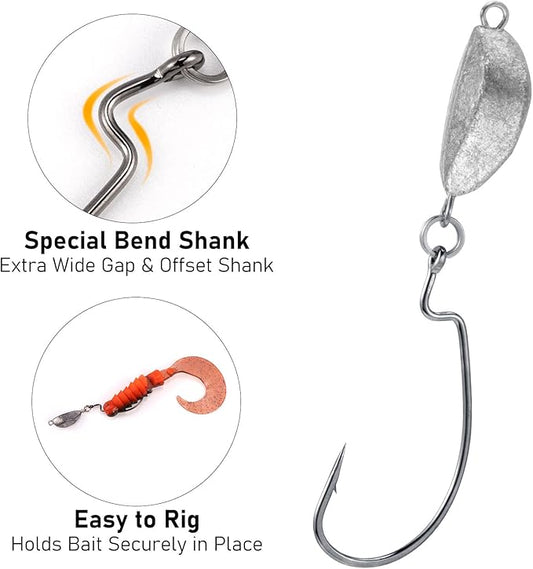 Dr.Fish 20 Pack Swimbait Jig, Texas Swinging Head Jig Weedless EWG Weighted Bass Fishing Hooks Walleye Freshwater 18oz-12oz