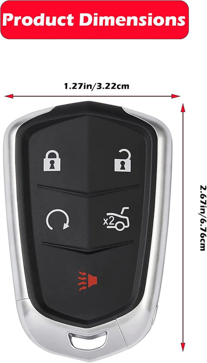 Key Fob Shell for Cadillac ATS CTS XTS 2014-2020, Alliskeys 5-Button Smart Key Case Cover Replacement for Cadillac HYQ2ABHYQ2EB