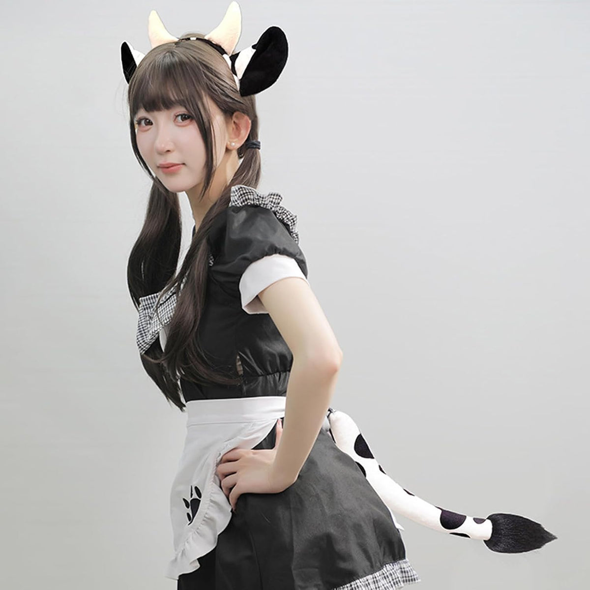 1Pc Cow Fancy Costume Set: Ears Headband for Adults Animal Cosplay Props Tail Gloves Ears Headband