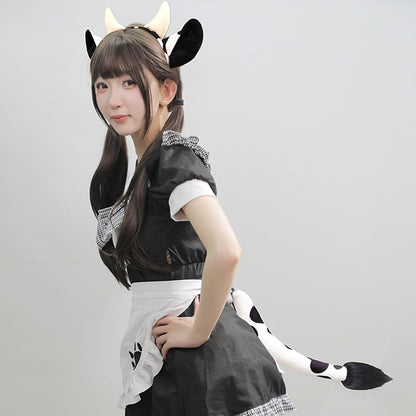 1Pc Cow Fancy Costume Set: Ears Headband for Adults Animal Cosplay Props Tail Gloves Ears Headband