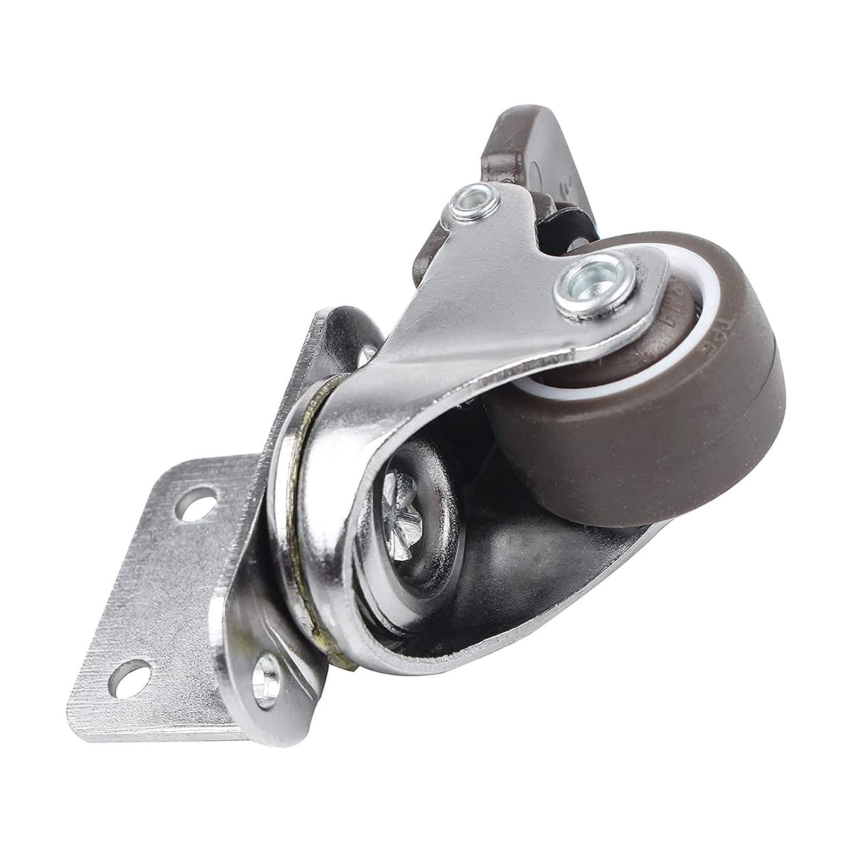 HOWDIA 1" Swivel Plate Caster Wheels with Brake L-Bracket Side Mount TPR Rubber Small Furniture Replacement Silent Mute Locking Casters for Furniture Legs Set of 4
