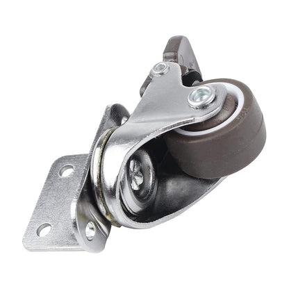 HOWDIA 1" Swivel Plate Caster Wheels with Brake L-Bracket Side Mount TPR Rubber Small Furniture Replacement Silent Mute Locking Casters for Furniture Legs Set of 4