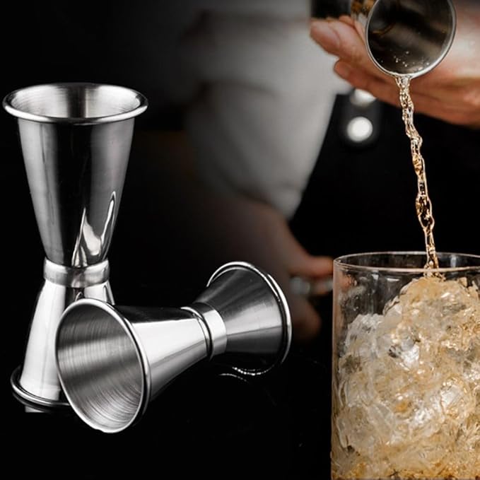 Double Cocktail Jigger,3 Size Stainless Steel Japanese Style Bar Measuring Jigger Cocktail Alcohol Measuring Tools for Bartender Bartending(3050ml)