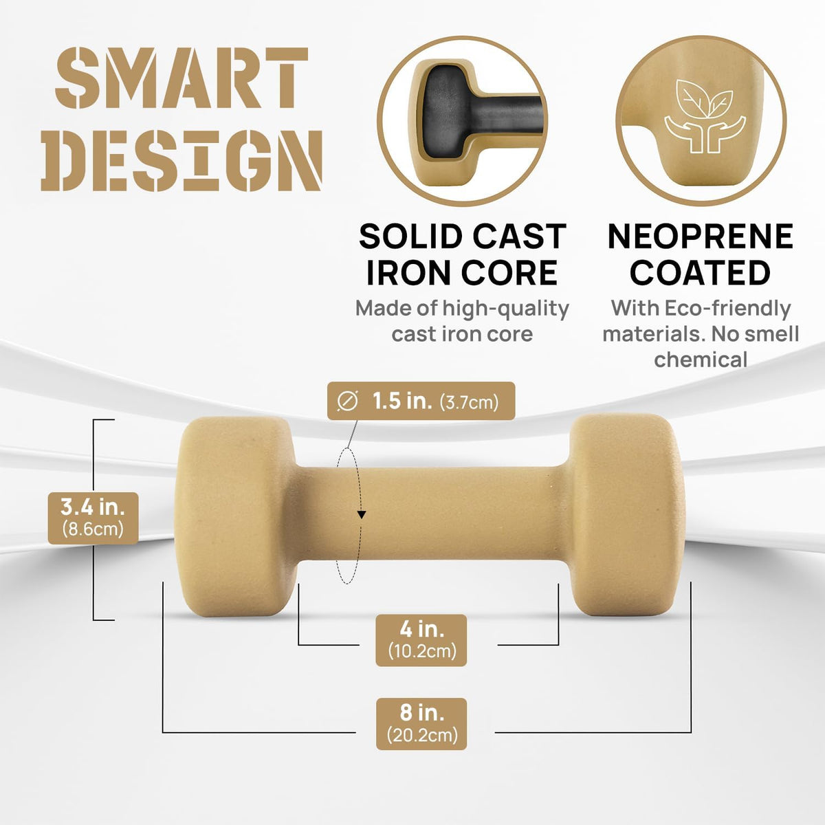 Yes4All Neoprene Coated Dumbbell Hand Weight Sets of 2 - Multiple Weight Options with 15 Colors, Anti-roll, Anti-Slip, Hexagon Shape