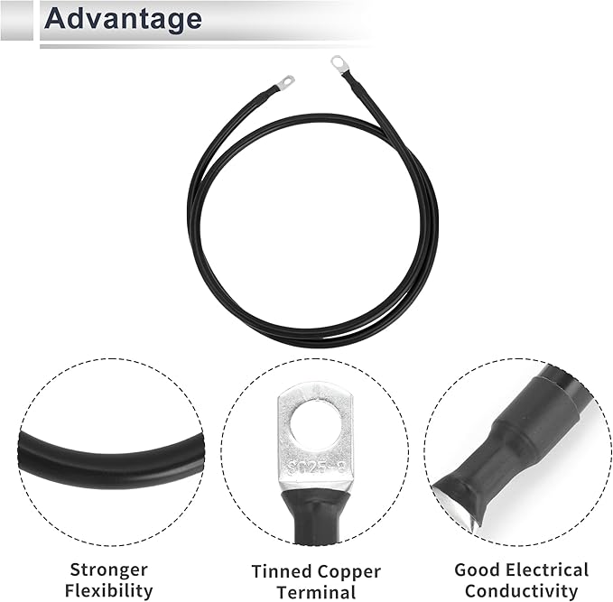 1 Pc Universal Battery Inverter Cable 38" Lug 516" Lug 4.5FT Battery Cable 4 AWG Gauge Black Tinned Copper
