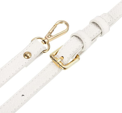 uxcell Purse Strap, Leather Adjustable Replacement Strap for Women's Crossbody Handbags Bag, 0.6" Wide, 41-51" Long (White)