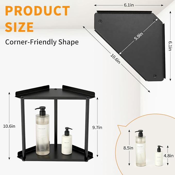 Jesginboo 2 Tier Bathroom Counter Organizer, Vanity Organizer Corner Shelf