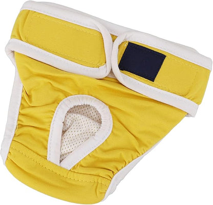 Dog Sanitary Pants, Yellow Cotton Female Dog Breathable Sanitary Pants (Yellow L)