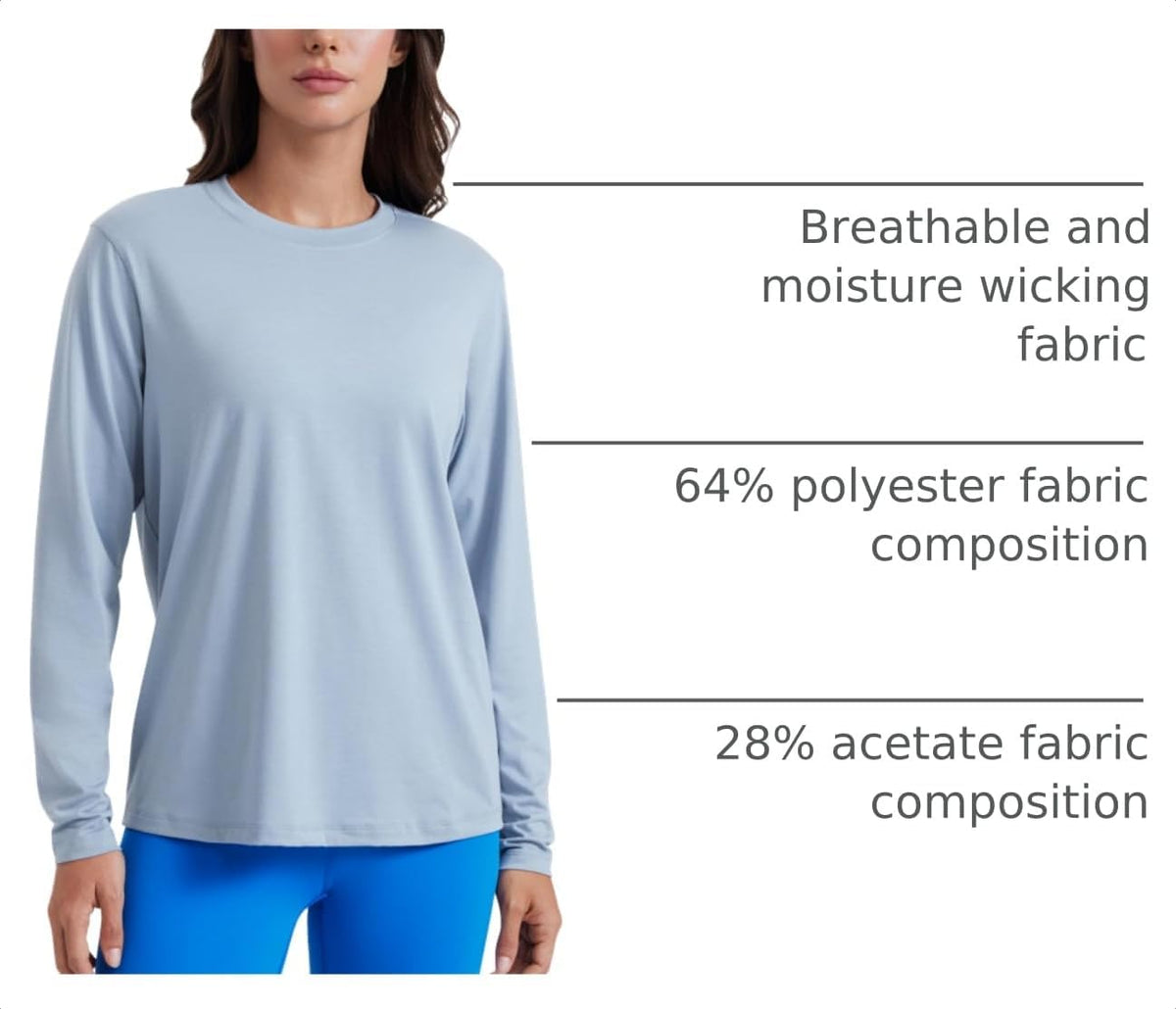CRZ YOGA Womens Long Sleeve Tops High Crew Neck Casual Fall Shirts Basic Quick Dry Workout Athletic T-Shirt