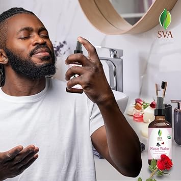 SVA ORGANICS Rose Water 4oz (118 ml) Refreshing Rose Water Spray for Skin Care, Skin Hydration, Bath, Soaps, Haircare  Aromatherapy