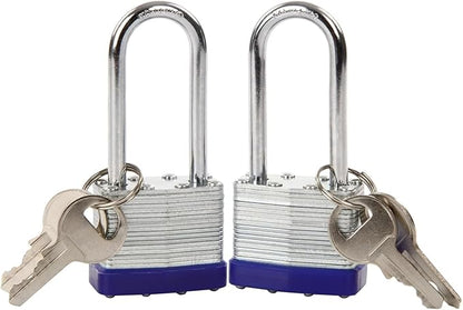 SEPOX Twins Keyed-Alike Padlock, Reinforced Laminated Steel Body 1-9/16" 40MM, Robust Hardened-Steel Long-Shackle, Pack of 2-Pcs Lock, 4-Pcs Same Keys, Ideal for Locker-Lock & Tool-Box