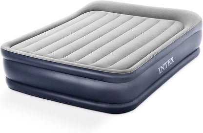 Intex Dura-Beam Plus Deluxe 16.5" Queen Air Mattress with Built-in Pump 64135ED - Deluxe Pillow Rest Portable Inflatable Bed for Camping, Travel & Guests