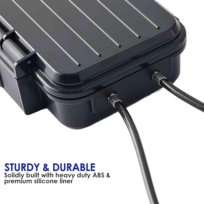 Portable Lock Box, 4-Digit Combination Safe Boxes with Detachable Cable, Anti-Theft Security Lockbox Outdoor, Small Resettable Personal Password Cash Case for Travel, Hotel, Dorm, Beach, Gym