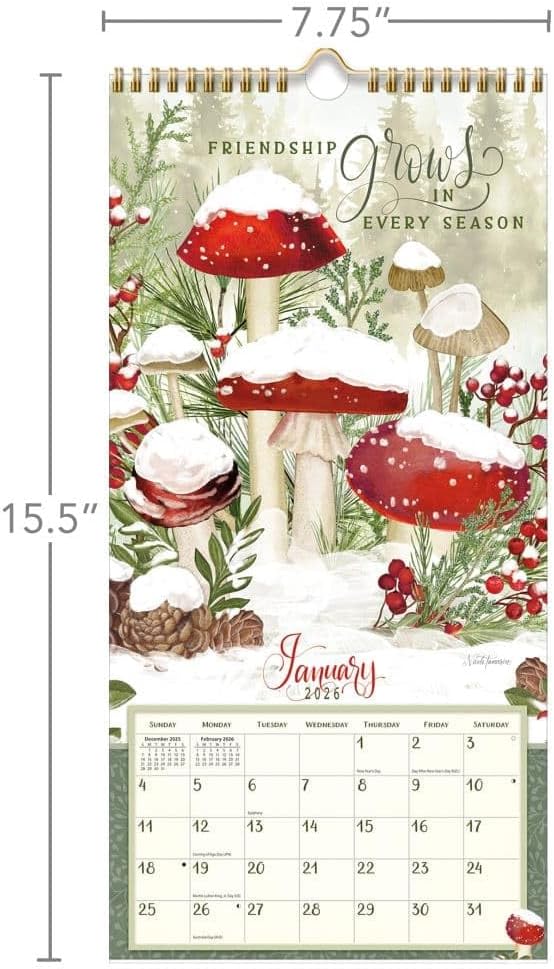 Lang, Abundant Friendship 2026 Vertical Wall Calendar, 8'' X 15.8'', 12-Month Calendar with Stapled Binding
