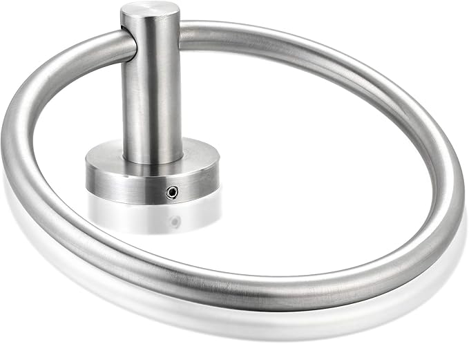Bahroom Towel Ring Stainless Steel SUS 304,Circle Hand Towel Holder,Matte Round Towel Holder Wall Mount Towel Rack Silver